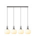 Yorktown Linear Pendant 4 x E27 Aged Pewter/Matt Black 30cm Pumpkin Shaped Ribbed Opal Glass-1