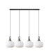 Yorktown Linear Pendant 4 x E27 Aged Pewter/Matt Black 30cm Pumpkin Shaped Ribbed Opal Glass-3