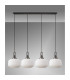 Yorktown Linear Pendant 4 x E27 Aged Pewter/Matt Black 30cm Pumpkin Shaped Ribbed Opal Glass-10