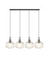 Yorktown Linear Pendant 4 x E27 Aged Pewter/Matt Black 30cm Pumpkin Shaped Ribbed Clear Glass-1
