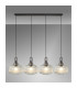 Yorktown Linear Pendant 4 x E27 Aged Pewter/Matt Black 30cm Pumpkin Shaped Ribbed Clear Glass-3