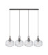 Yorktown Linear Pendant 4 x E27 Aged Pewter/Matt Black 30cm Pumpkin Shaped Ribbed Clear Glass-4