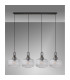 Yorktown Linear Pendant 4 x E27 Aged Pewter/Matt Black 30cm Pumpkin Shaped Ribbed Clear Glass-11