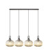 Yorktown Linear Pendant 4 x E27 Aged Pewter/Matt Black 30cm Pumpkin Shaped Ribbed Champagne Glass-1