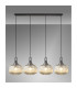 Yorktown Linear Pendant 4 x E27 Aged Pewter/Matt Black 30cm Pumpkin Shaped Ribbed Champagne Glass-3
