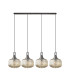 Yorktown Linear Pendant 4 x E27 Aged Pewter/Matt Black 30cm Pumpkin Shaped Ribbed Champagne Glass-4