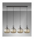 Yorktown Linear Pendant 4 x E27 Aged Pewter/Matt Black 30cm Pumpkin Shaped Ribbed Champagne Glass-11