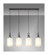 Yorktown Linear 4 Light Pendant 20cm Tubular Ribbed Glass Aged Pewter/Matt Black Opal-3