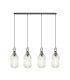 Yorktown Linear 4 Light Pendant 20cm Tubular Ribbed Glass Aged Pewter/Matt Black Clear-1