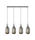 Yorktown Linear 4 Light Pendant 20cm Tubular Ribbed Glass Aged Pewter/Matt Black Smoked-1