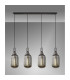 Yorktown Linear 4 Light Pendant 20cm Tubular Ribbed Glass Aged Pewter/Matt Black Smoked-3