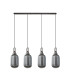 Yorktown Linear 4 Light Pendant 20cm Tubular Ribbed Glass Aged Pewter/Matt Black Smoked-4