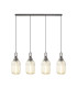 Yorktown Linear 4 Light Pendant 20cm Tubular Ribbed Glass Aged Pewter/Matt Black Champagne-1