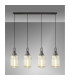 Yorktown Linear 4 Light Pendant 20cm Tubular Ribbed Glass Aged Pewter/Matt Black Champagne-3