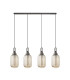 Yorktown Linear 4 Light Pendant 20cm Tubular Ribbed Glass Aged Pewter/Matt Black Champagne-4