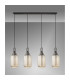 Yorktown Linear 4 Light Pendant 20cm Tubular Ribbed Glass Aged Pewter/Matt Black Champagne-11