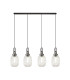 Yorktown Linear 4 Light Pendant 20cm Almond Ribbed Glass Aged Pewter/Matt Black Clear-1