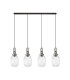Yorktown Linear 4 Light Pendant 20cm Almond Ribbed Glass Aged Pewter/Matt Black Clear-4