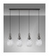 Yorktown Linear 4 Light Pendant 20cm Almond Ribbed Glass Aged Pewter/Matt Black Clear-10