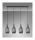 Yorktown Linear 4 Light Pendant 20cm Almond Ribbed Glass Aged Pewter/Matt Black Smoked-3