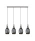 Yorktown Linear 4 Light Pendant 20cm Almond Ribbed Glass Aged Pewter/Matt Black Smoked-4