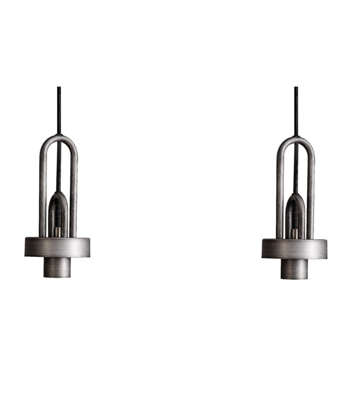 Yorktown Linear 4 Light Pendant 20cm Almond Ribbed Glass Aged Pewter/Matt Black Smoked-5