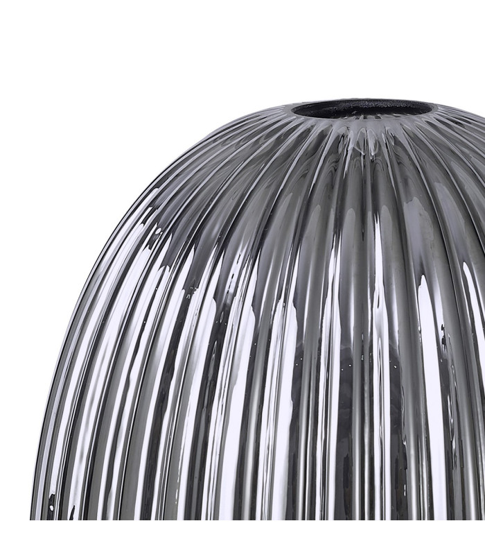 Yorktown Linear 4 Light Pendant 20cm Almond Ribbed Glass Aged Pewter/Matt Black Smoked-8