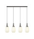 Yorktown Linear 4 Light Pendant 20cm Almond Ribbed Glass Aged Pewter/Matt Black Opal-1