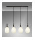 Yorktown Linear 4 Light Pendant 20cm Almond Ribbed Glass Aged Pewter/Matt Black Opal-3