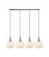 Yorktown Linear Pendant 4 x E27 Antique Silver/Matt Black 30cm Pumpkin Shaped Ribbed Opal Glass-1