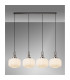 Yorktown Linear Pendant 4 x E27 Antique Silver/Matt Black 30cm Pumpkin Shaped Ribbed Opal Glass-3