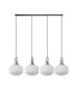 Yorktown Linear Pendant 4 x E27 Antique Silver/Matt Black 30cm Pumpkin Shaped Ribbed Opal Glass-4