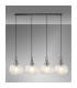 Yorktown Linear Pendant 4 x E27 Antique Silver/Matt Black 30cm Pumpkin Shaped Ribbed Clear Glass-3