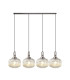 Yorktown Linear Pendant 4 x E27 Antique Silver/Matt Black 30cm Pumpkin Shaped Ribbed Champagne Glass-1