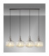 Yorktown Linear Pendant 4 x E27 Antique Silver/Matt Black 30cm Pumpkin Shaped Ribbed Champagne Glass-3