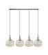 Yorktown Linear Pendant 4 x E27 Antique Silver/Matt Black 30cm Pumpkin Shaped Ribbed Champagne Glass-4