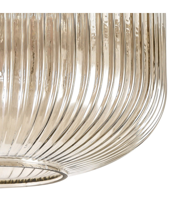 Yorktown Linear Pendant 4 x E27 Antique Silver/Matt Black 30cm Pumpkin Shaped Ribbed Champagne Glass-7