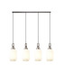 Yorktown Linear 4 Light Pendant 20cm Tubular Ribbed Glass Antique Silver/Matt Black Opal-1