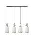 Yorktown Linear 4 Light Pendant 20cm Tubular Ribbed Glass Antique Silver/Matt Black Opal-4