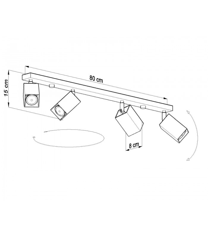 4 Light Spotlight Bar Grey, GU10 - 4