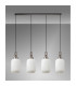 Yorktown Linear 4 Light Pendant 20cm Tubular Ribbed Glass Antique Silver/Matt Black Opal-10