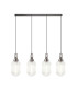 Yorktown Linear 4 Light Pendant 20cm Tubular Ribbed Glass Antique Silver/Matt Black Clear-1