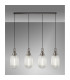 Yorktown Linear 4 Light Pendant 20cm Tubular Ribbed Glass Antique Silver/Matt Black Clear-3