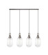Yorktown Linear 4 Light Pendant 20cm Tubular Ribbed Glass Antique Silver/Matt Black Clear-4