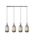 Yorktown Linear 4 Light Pendant 20cm Tubular Ribbed Glass Antique Silver/Matt Black Smoked-1