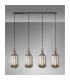 Yorktown Linear 4 Light Pendant 20cm Tubular Ribbed Glass Antique Silver/Matt Black Smoked-3