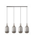 Yorktown Linear 4 Light Pendant 20cm Tubular Ribbed Glass Antique Silver/Matt Black Smoked-4