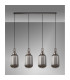 Yorktown Linear 4 Light Pendant 20cm Tubular Ribbed Glass Antique Silver/Matt Black Smoked-11