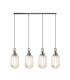 Yorktown Linear 4 Light Pendant 20cm Tubular Ribbed Glass Antique Silver/Matt Black Champagne-1