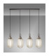 Yorktown Linear 4 Light Pendant 20cm Tubular Ribbed Glass Antique Silver/Matt Black Champagne-3